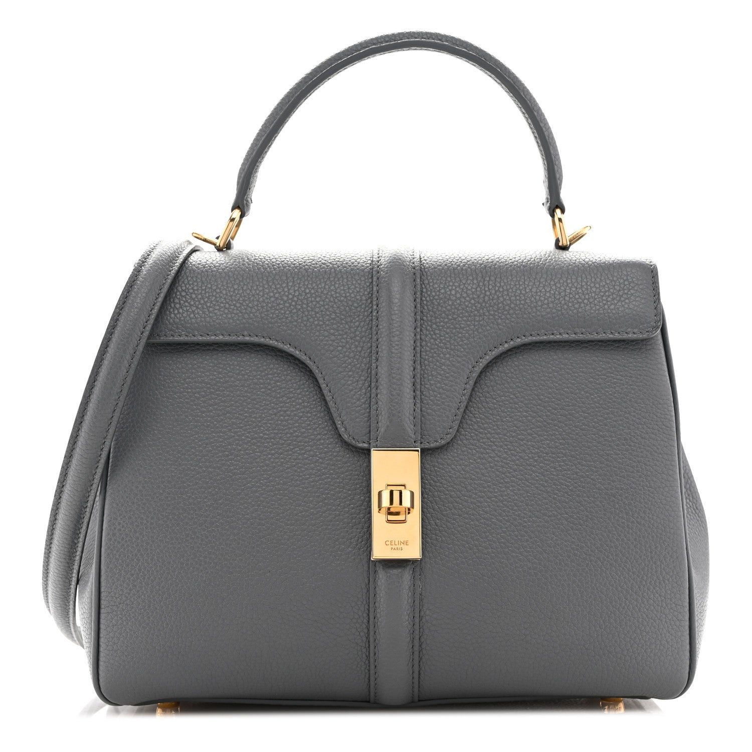 Celine Grained Calfskin Small 16 Top Handle Bag Storm 1 of 13