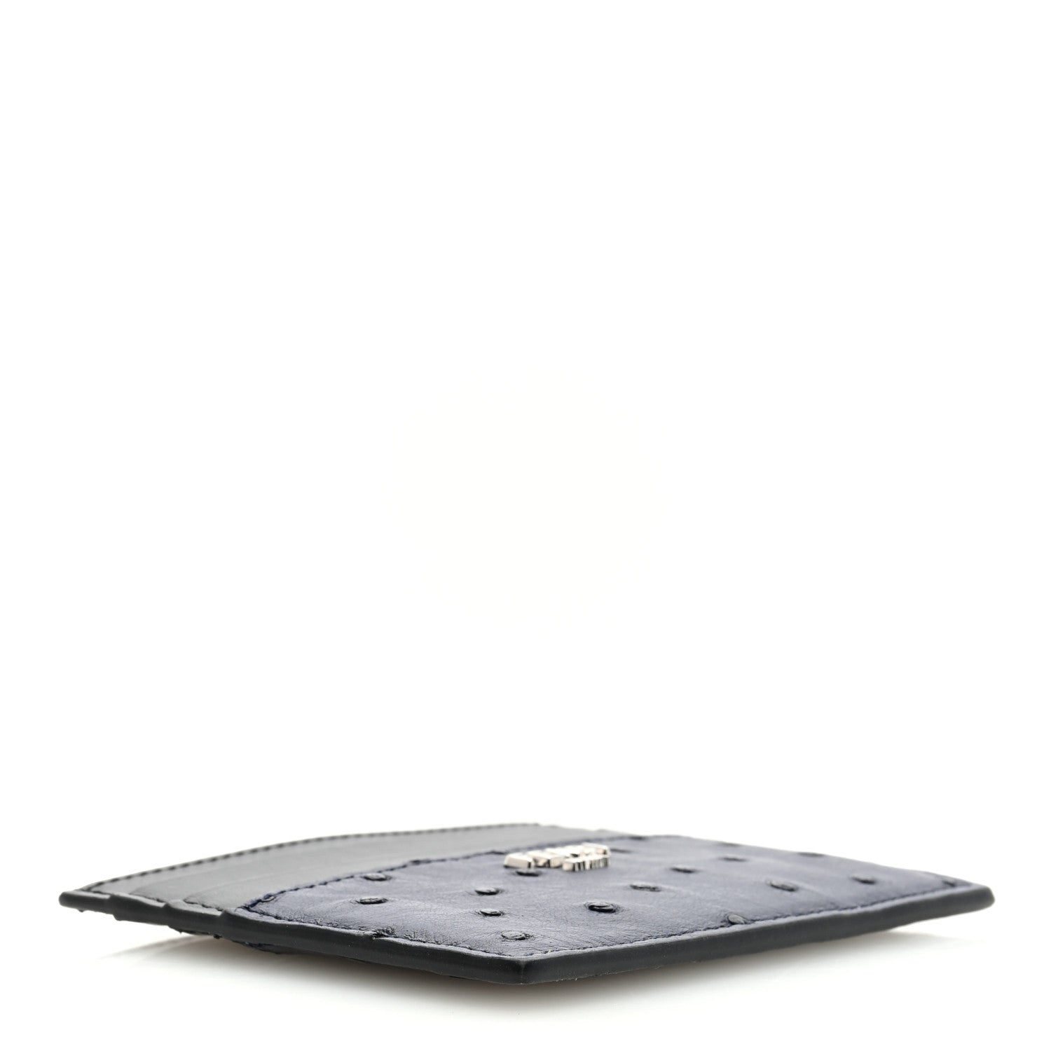 Fendi Ostrich Vitello Card Holder Blueberry Black 4 of 7