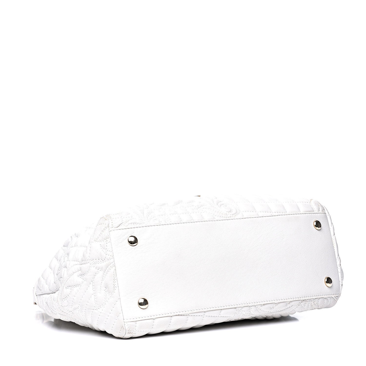 Versace Nappa Barocco Quilted Vanitas Talia Shoulder Bag White 3 of 15
