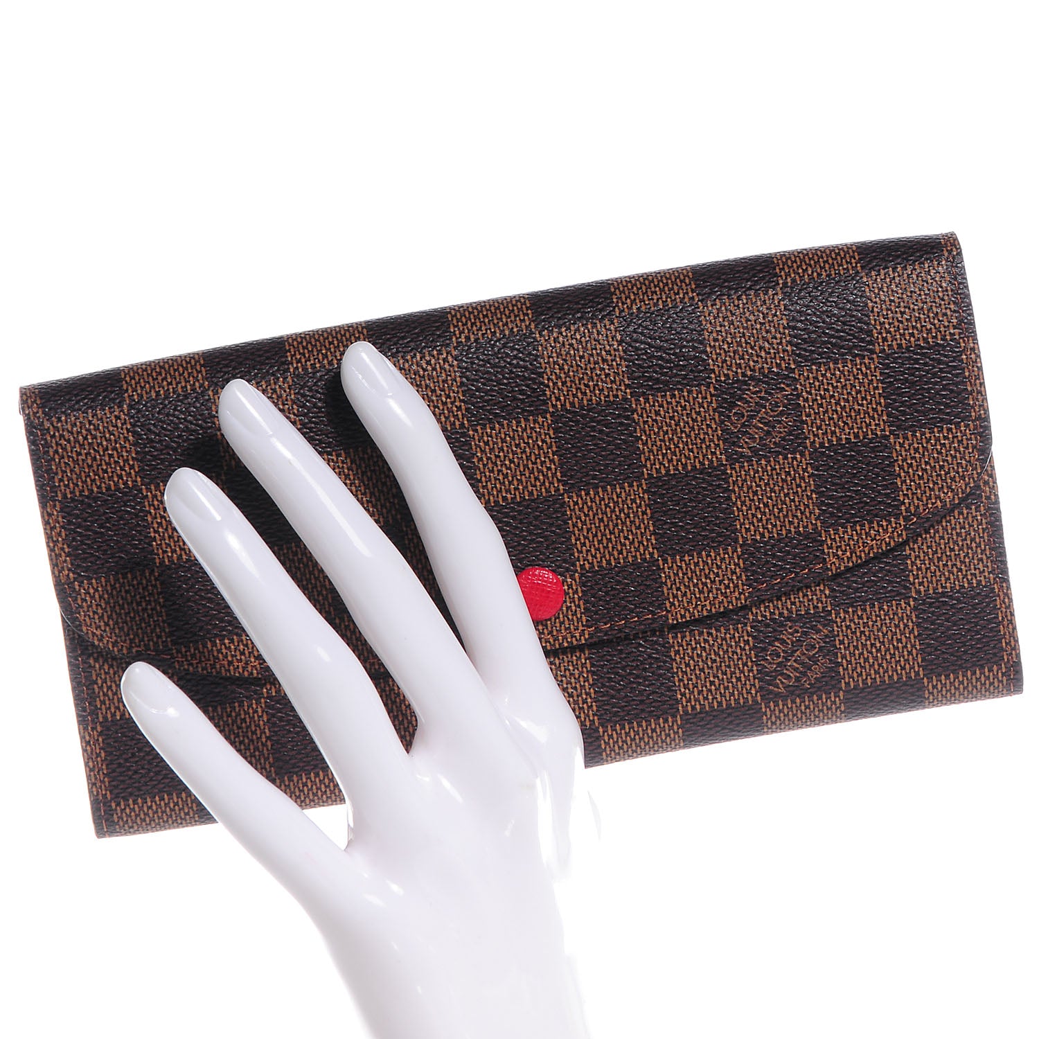 Louis Vuitton Damier Ebene Emilie Wallet Red 2 of 8