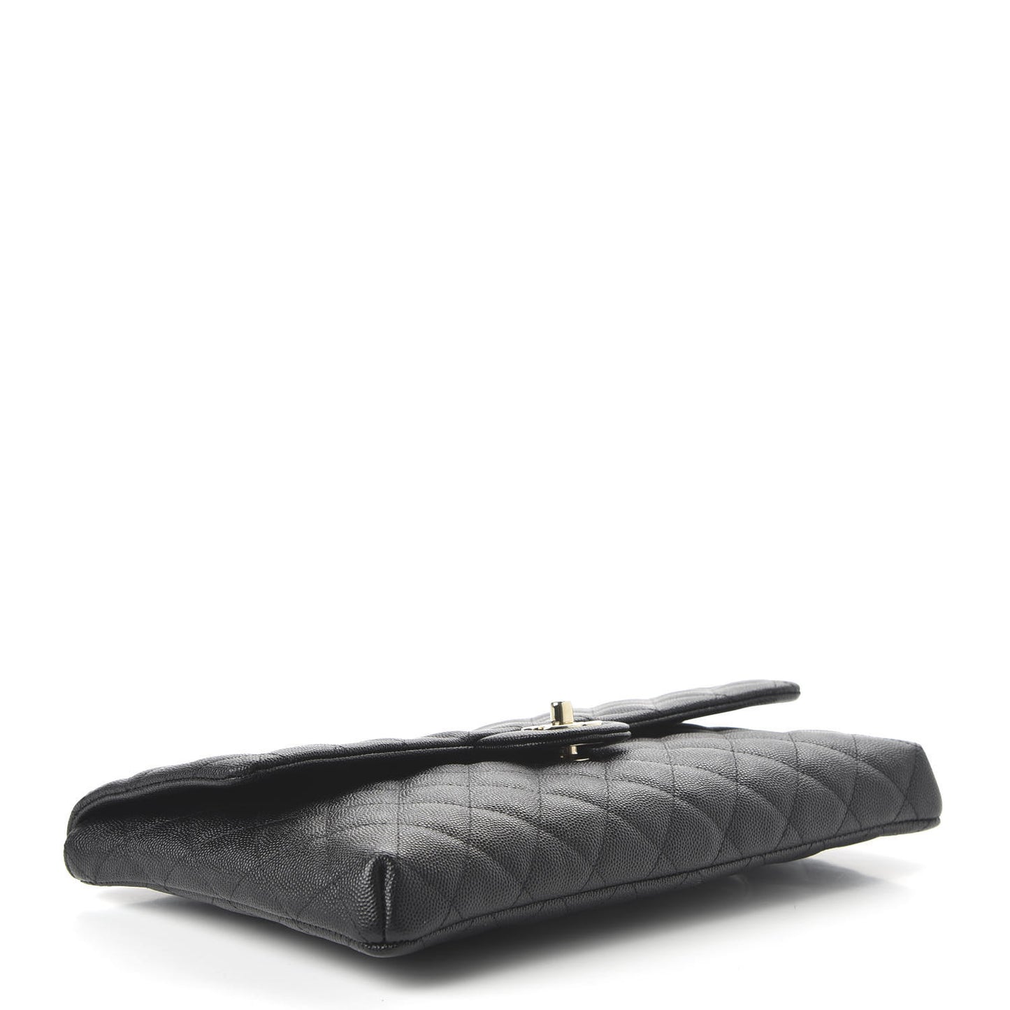 Caviar Quilted Flap Clutch Black