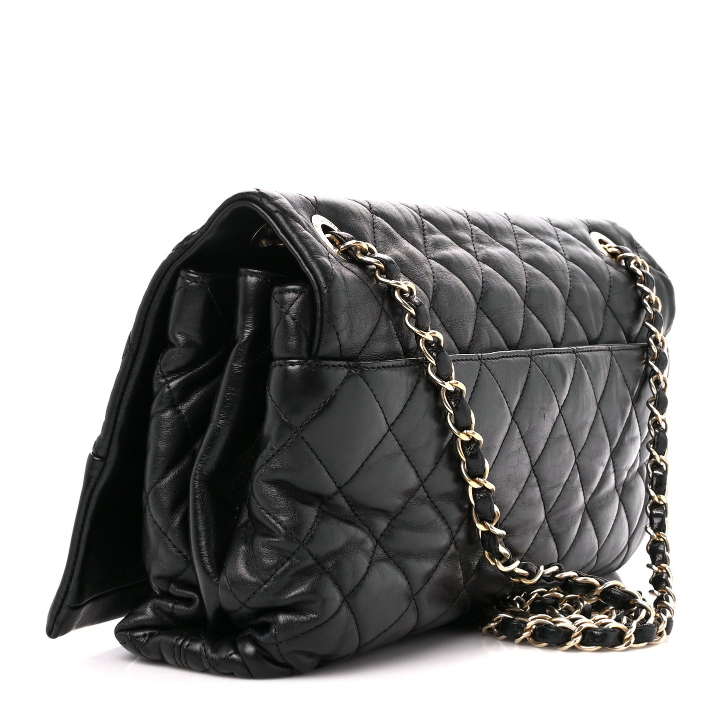 Calfskin Quilted Jumbo Soft Elegance Flap Black
