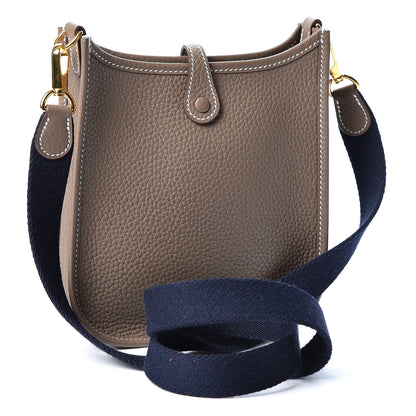Hermes Taurillon Clemence Amazone Evelyne TPM Etoupe Bleu Indigo 2 of 9