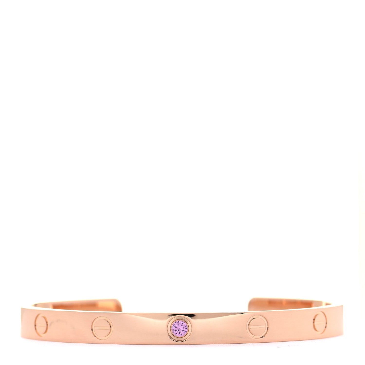 Cartier 18K Pink Gold Pink Sapphire LOVE Cuff Bracelet 18 1 of 5
