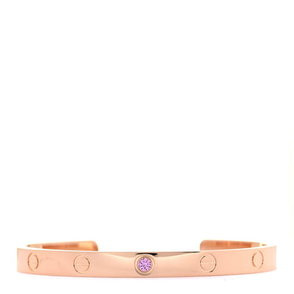 Cartier 18K Pink Gold Pink Sapphire LOVE Cuff Bracelet 18 1 of 5