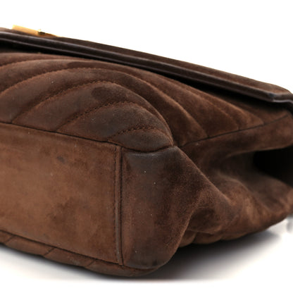 Saint Laurent Suede Matelasse Chevron Monogram Medium College Bag Bark Brown 20 of 21