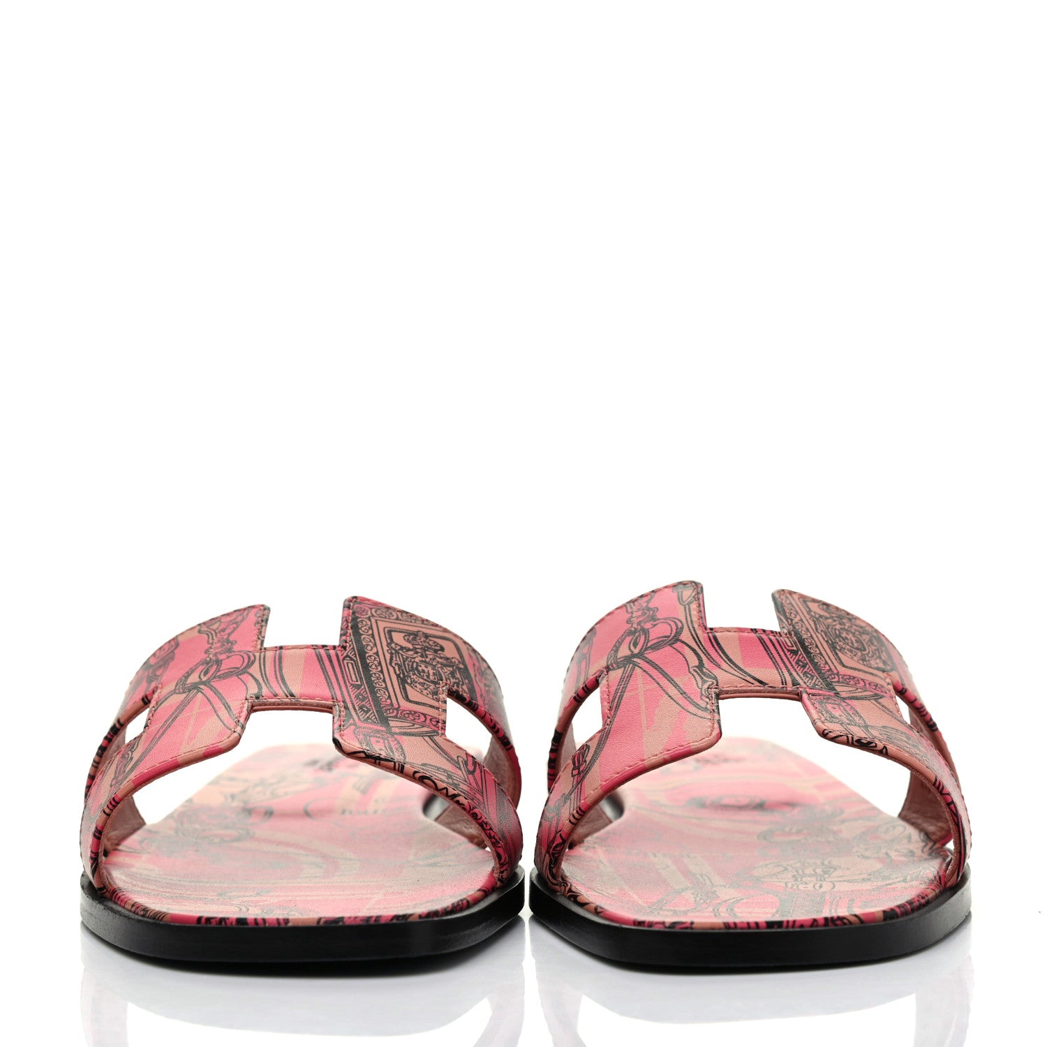 Hermes Calfskin Printed Brides de Gala en Desordre Oran Sandals 38.5 Multicolor Rose Aube 2 of 8