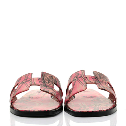 Hermes Calfskin Printed Brides de Gala en Desordre Oran Sandals 38.5 Multicolor Rose Aube 2 of 8