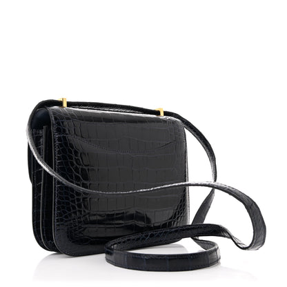 Hermes Shiny Alligator Constance 18 Bleu Baltique 4 of 13