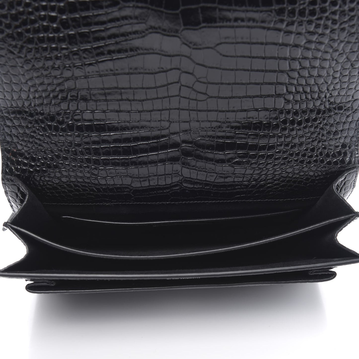 Calfskin Crocodile Embossed Medium Monogram Sunset Black