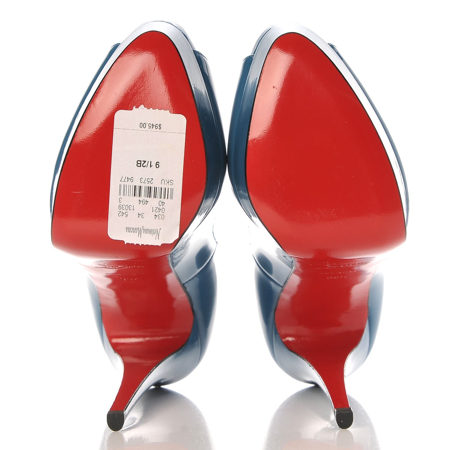 Christian Louboutin Patent Lady Peep 150 Pumps 39.5 Ocean 7 of 9