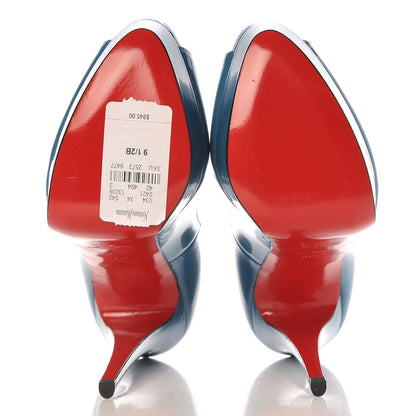 Christian Louboutin Patent Lady Peep 150 Pumps 39.5 Ocean 7 of 9
