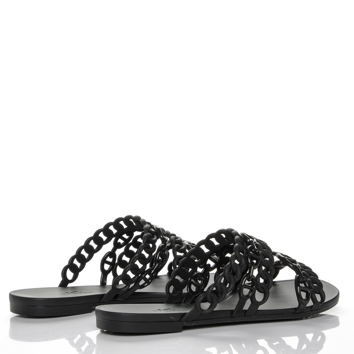 Hermes Rubber Chaine d'Ancre Nude Sandals 35 Black 3 of 9