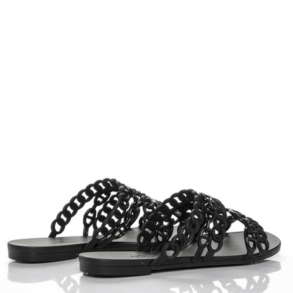 Hermes Rubber Chaine d'Ancre Nude Sandals 35 Black 3 of 9
