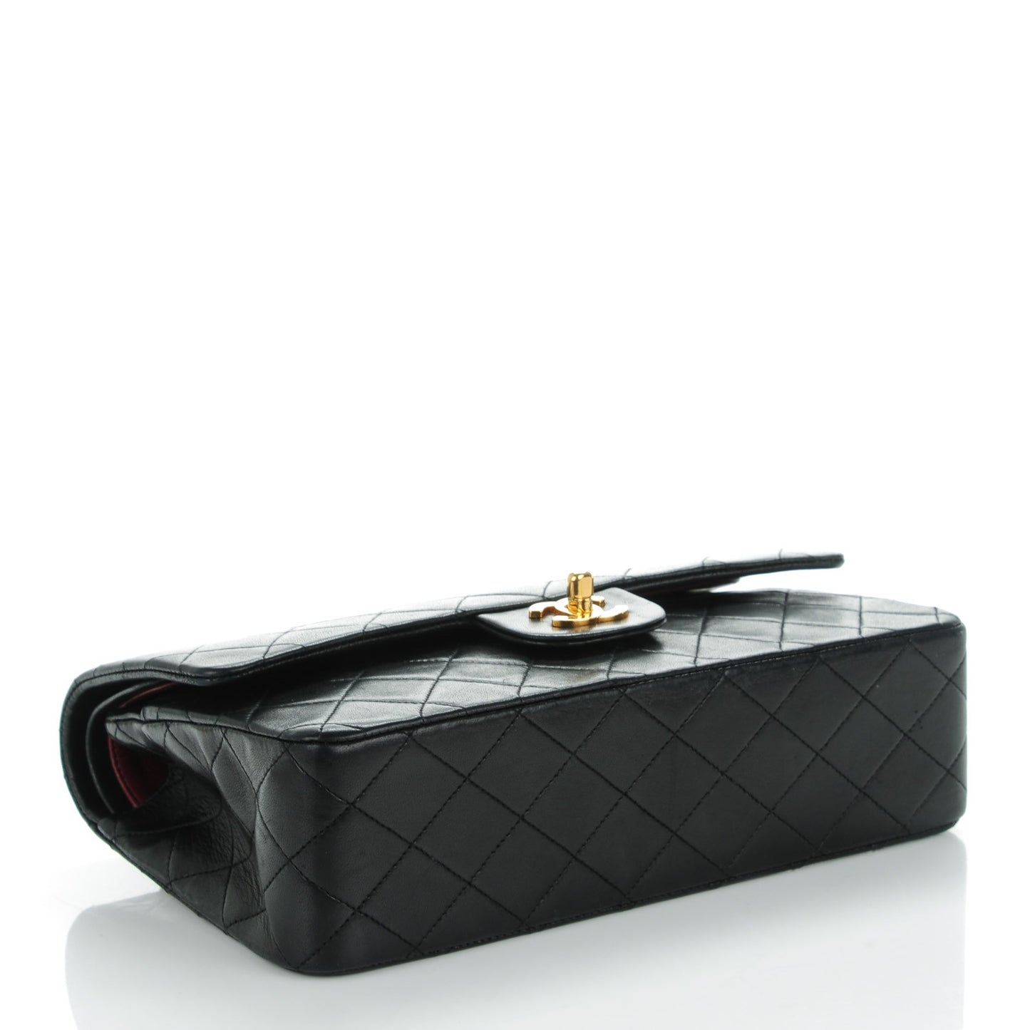 Lambskin Quilted Medium Double Flap Black
