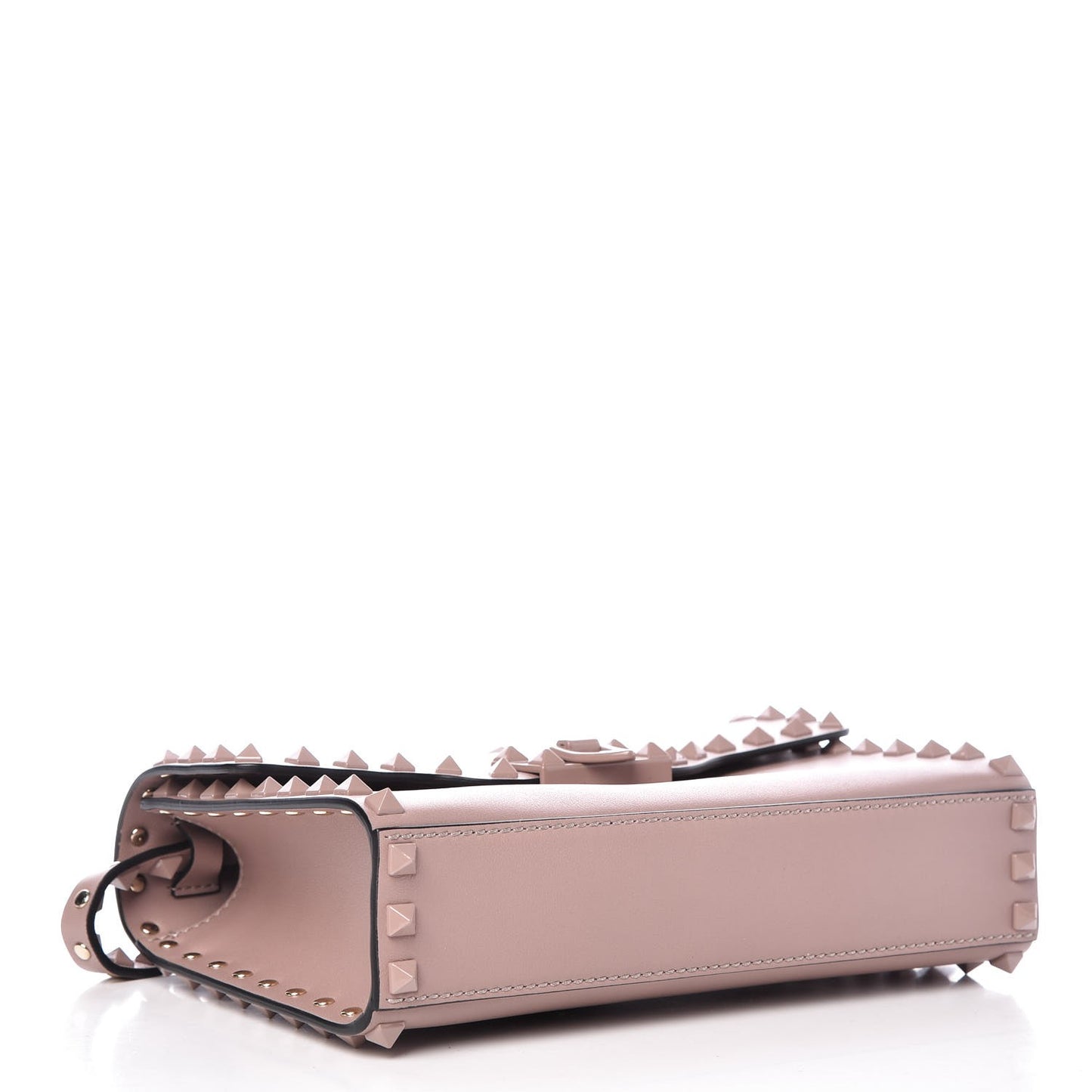 Vitello Monochrome Medium Rockstud Flip Lock Crossbody Bag Poudre