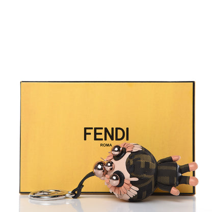 Fendi Shiny Nappa Zucca Pearl Fringe Space Monkey Bag Charm Plaster Albicocca Tobacco 3 of 6