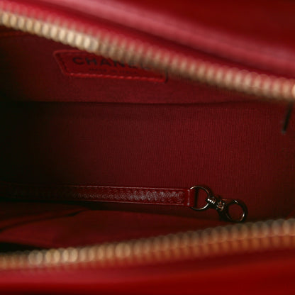Chanel Aged Calfskin Chevron Quilted Small Gabrielle Hobo Red 5 of 9