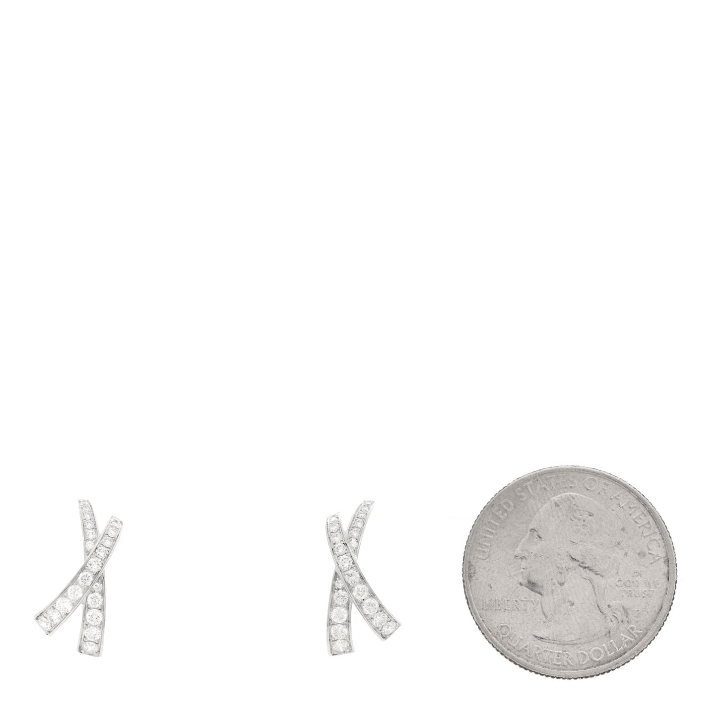 18K White Gold Diamond Pave Kiss Stud Earrings
