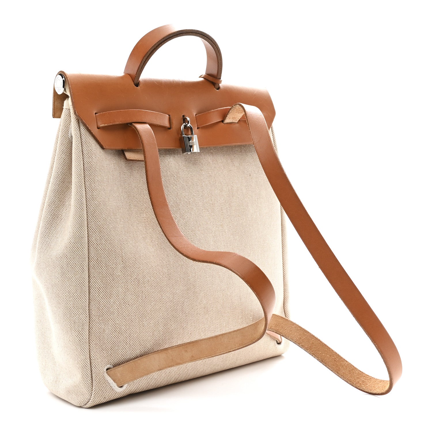 Hermes Toile Vache Calfskin Herbag 30 PM Backpack Natural 3 of 10