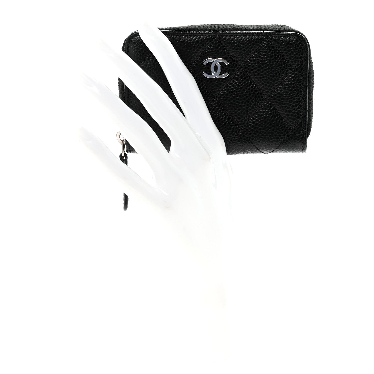 Chanel Caviar Quilted Zip Coin Purse Black 2 of 7