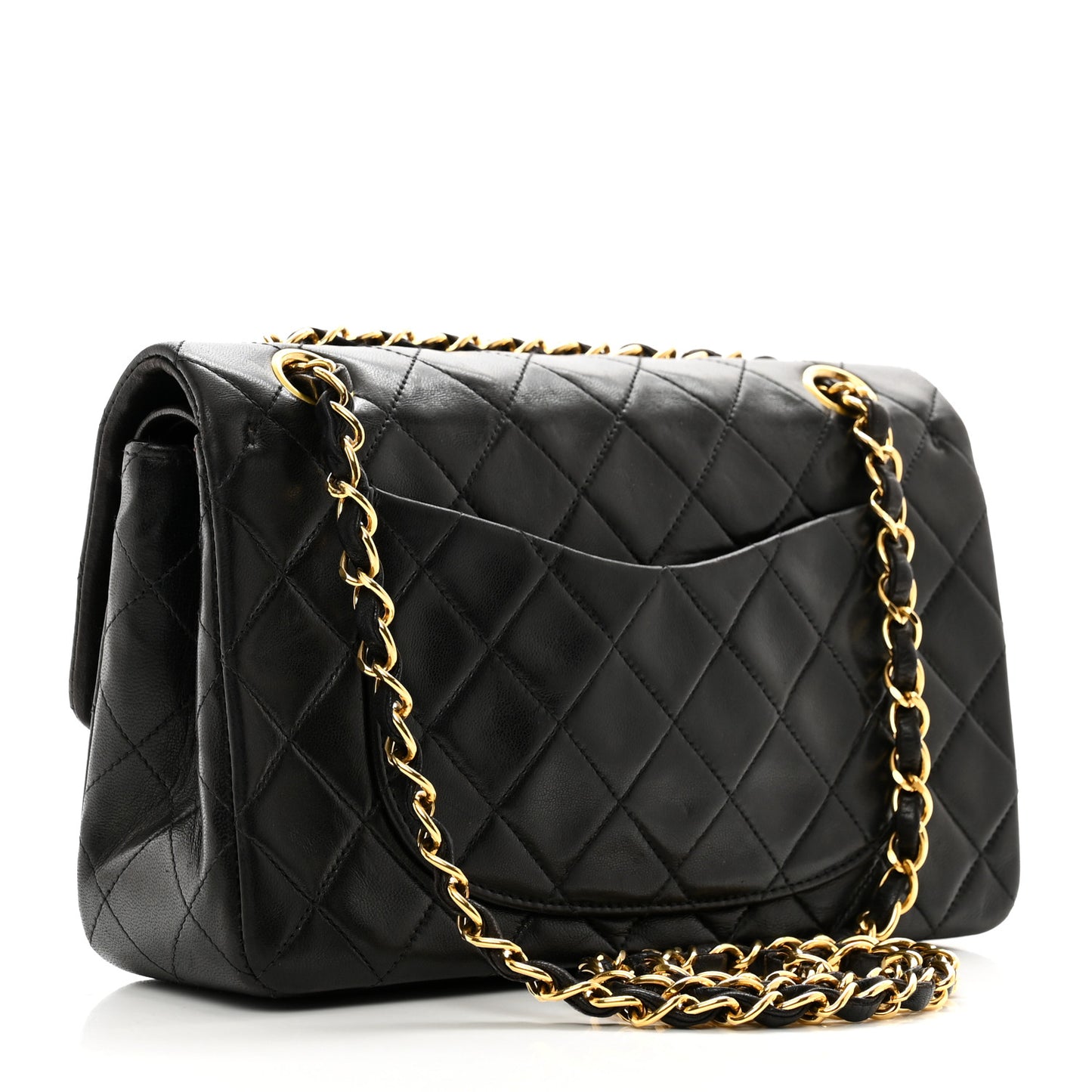 Lambskin Quilted Small Double Flap Black