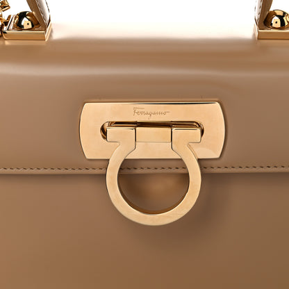 Salvatore Ferragamo Brushed Off Calfskin Iconic Top Handle Bag Camel 11 of 11