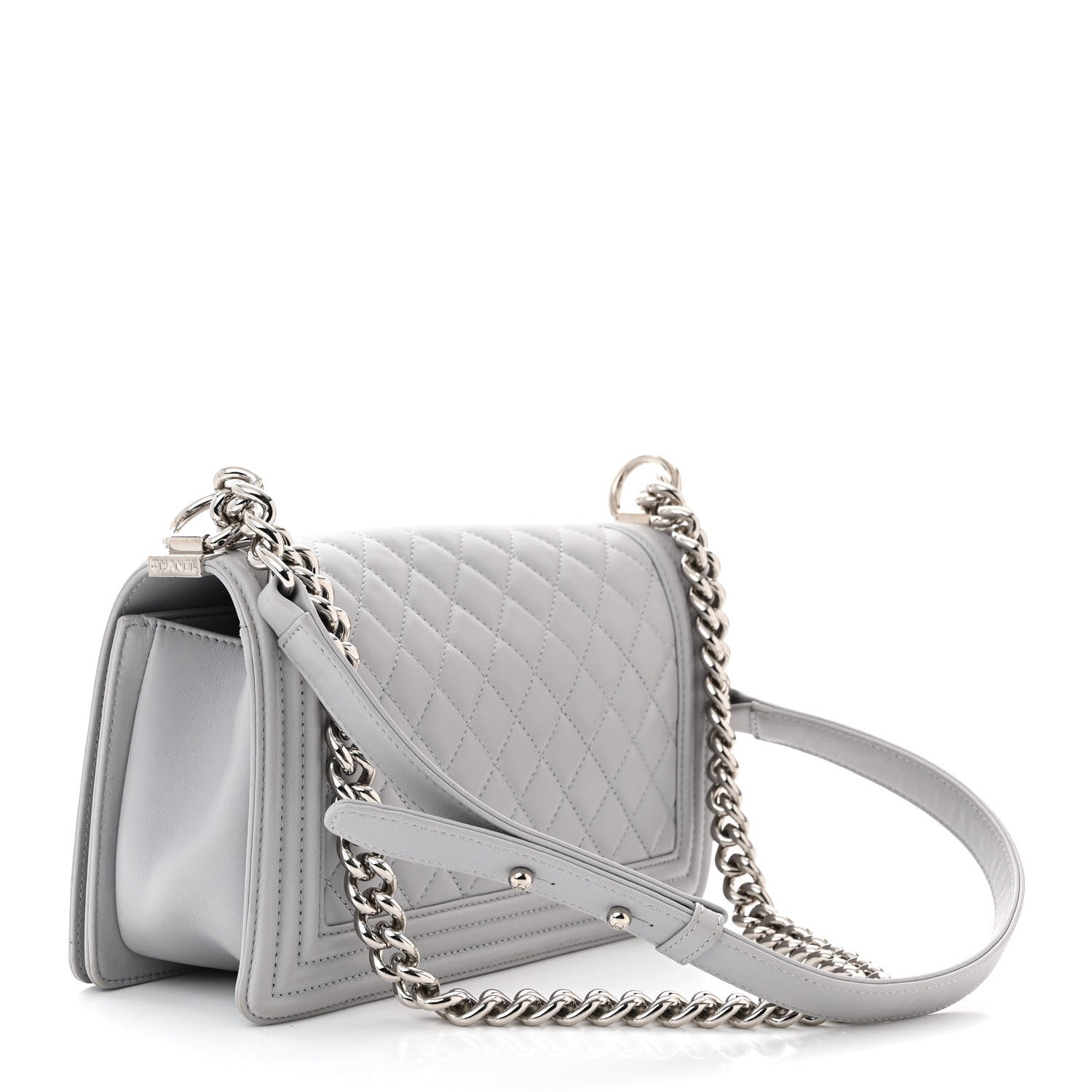 Chanel Lambskin Quilted Medium Boy Flap Grey 2 of 13