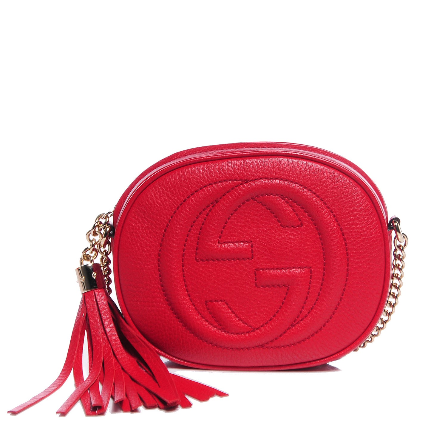 Pebbled Calfskin Mini Soho Chain Bag Tabasco Red