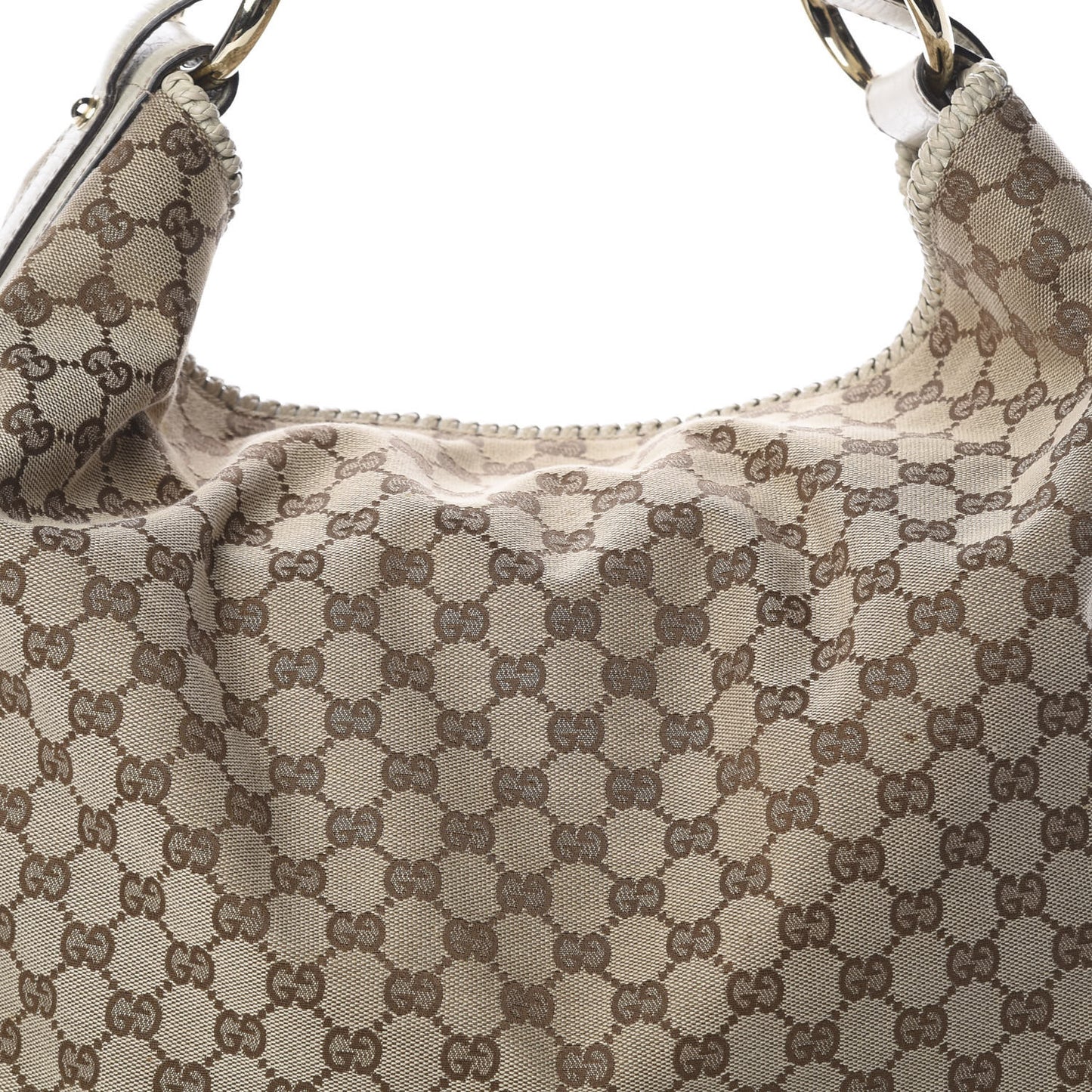 Monogram Large Horsebit Chain Hobo Off White
