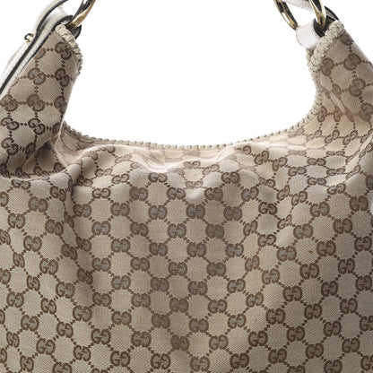 Gucci Monogram Large Horsebit Chain Hobo Off White 8 of 8