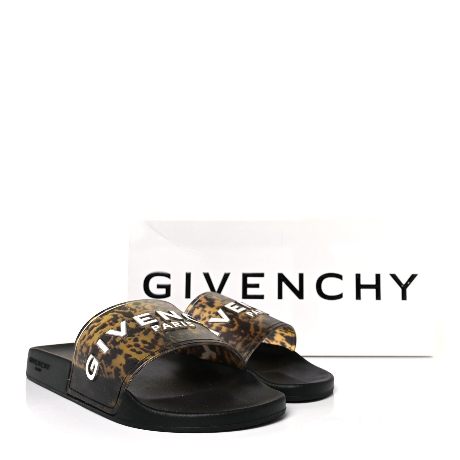 Givenchy Rubber Logo Marble Effect Mens Pool Slide Sandals 42 Black Yellow 8 of 8
