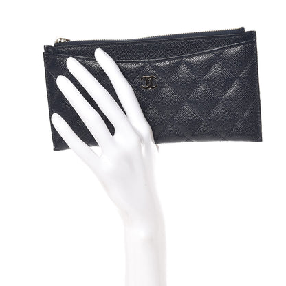 Chanel Iridescent Caviar Quilted Classic Zip Pouch Navy 2 of 8