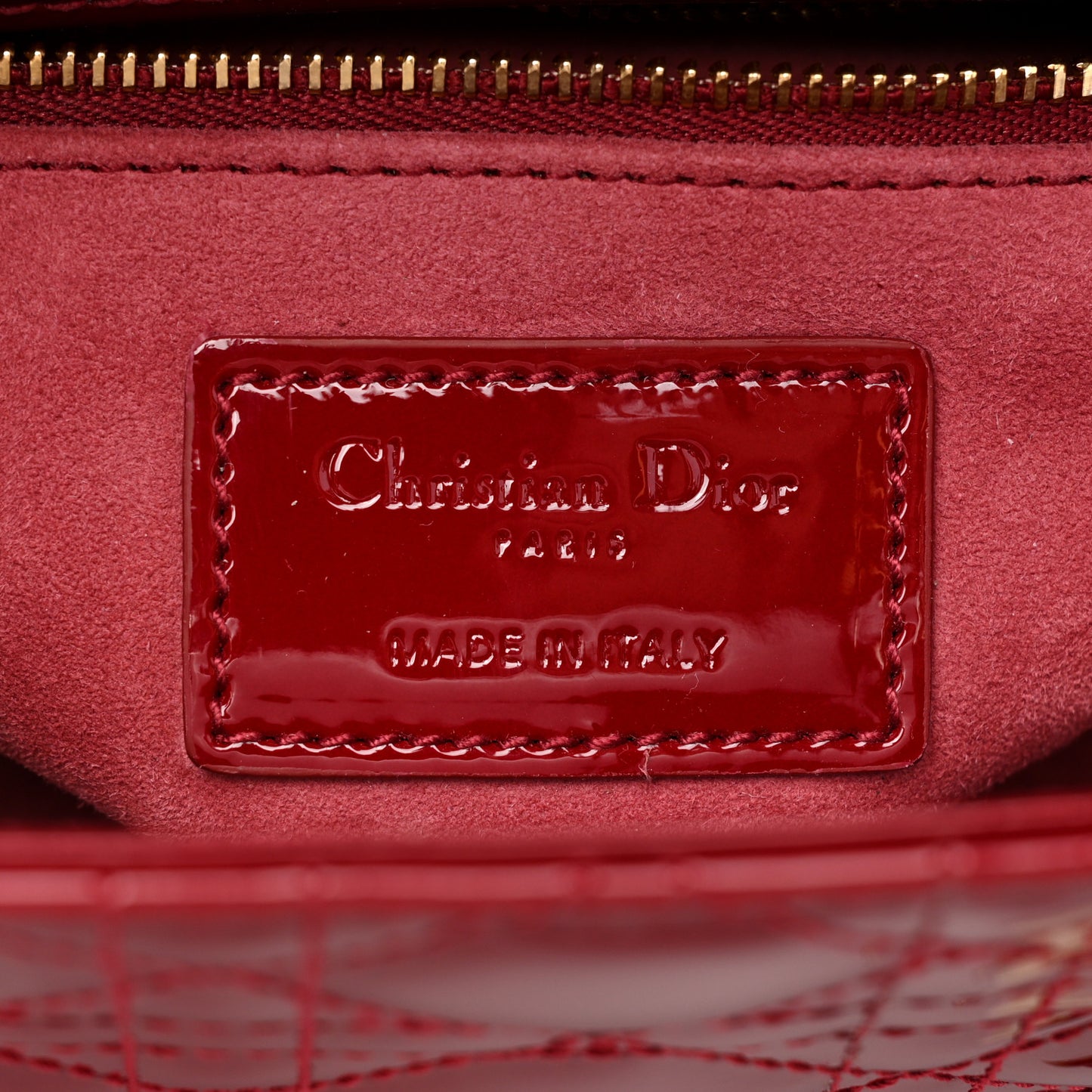 Patent Cannage Small Lady Dior Cherry Red