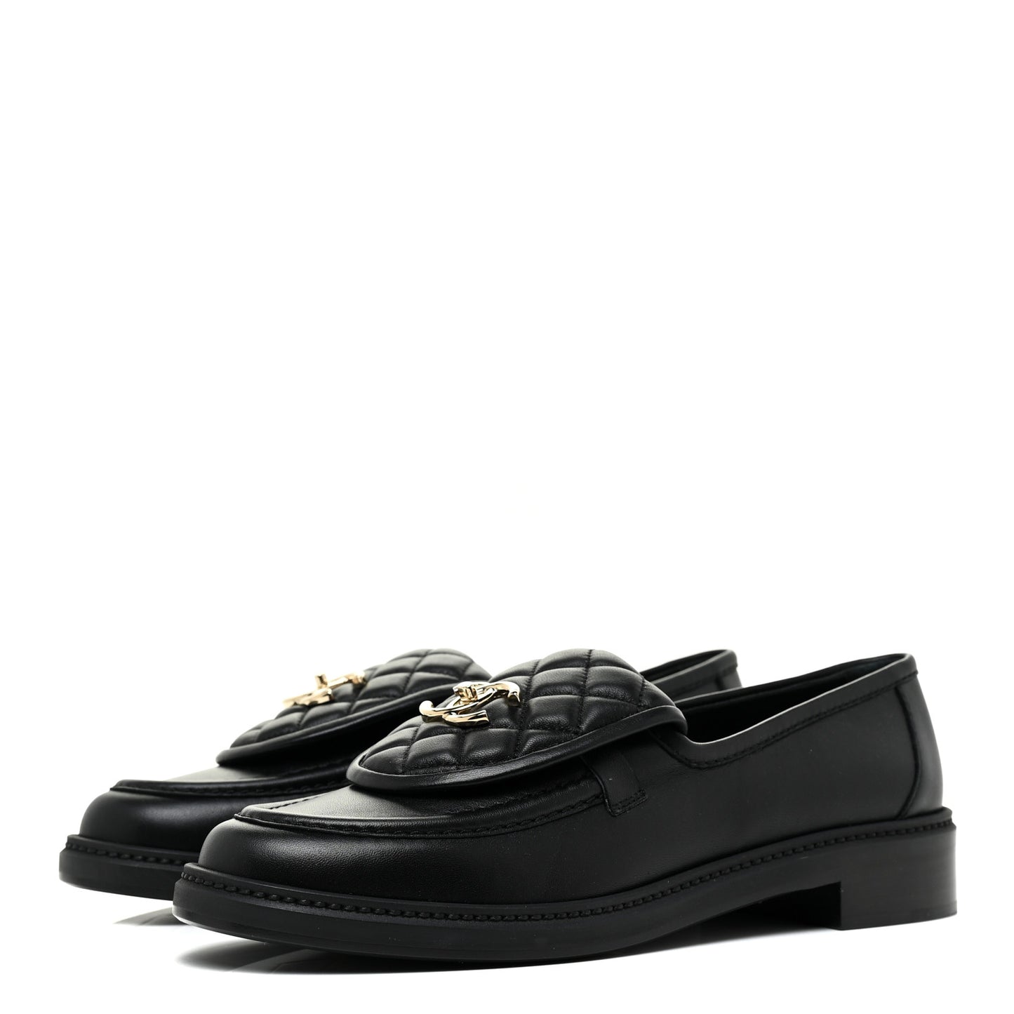 Lambskin Quilted CC Turnlock Loafers 41 Black