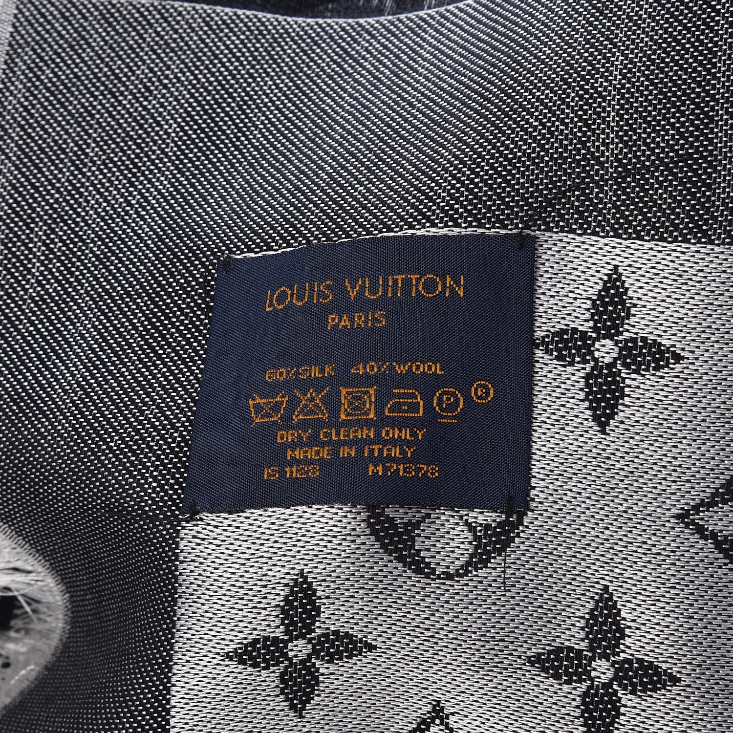 Louis Vuitton Wool Silk Monogram Denim Shawl Black 3 of 4