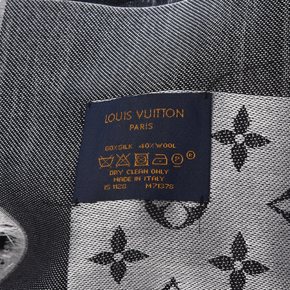 Louis Vuitton Wool Silk Monogram Denim Shawl Black 3 of 4