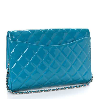 Chanel Patent Quilted Clutch with Chain Flap Blue 3 of 9