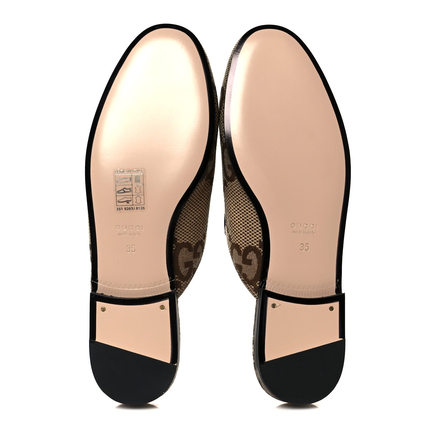 Gucci Monogram Jumbo GG Malaga Kid Womens Princetown Slippers 35 Camel Ebony New Acero Beige 6 of 10