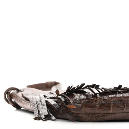 Nancy Gonzalez Crocodile Fringe Crossbody Clutch Brown 9 of 10