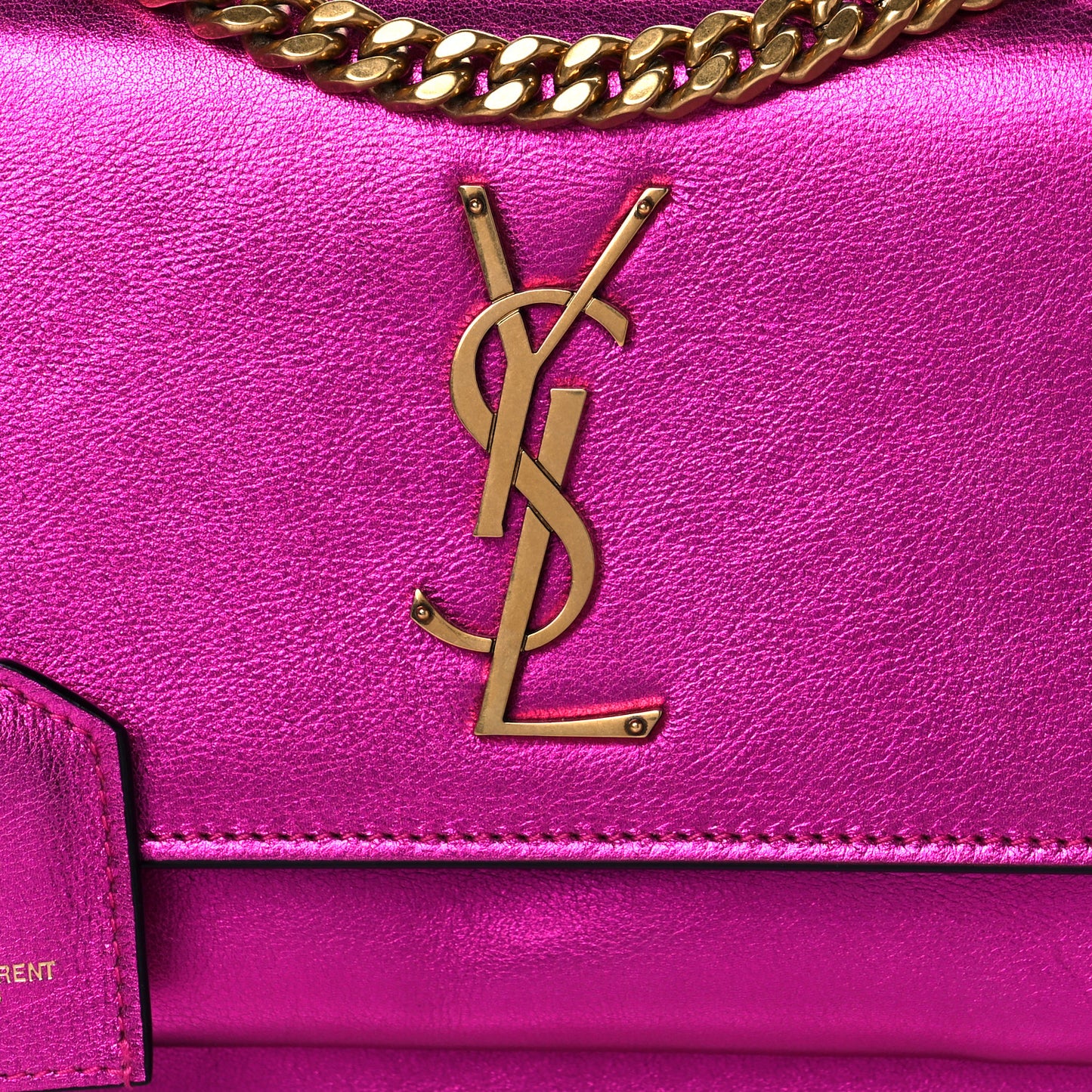 Metallic Calfskin Small Monogram Sunset Fuchsia