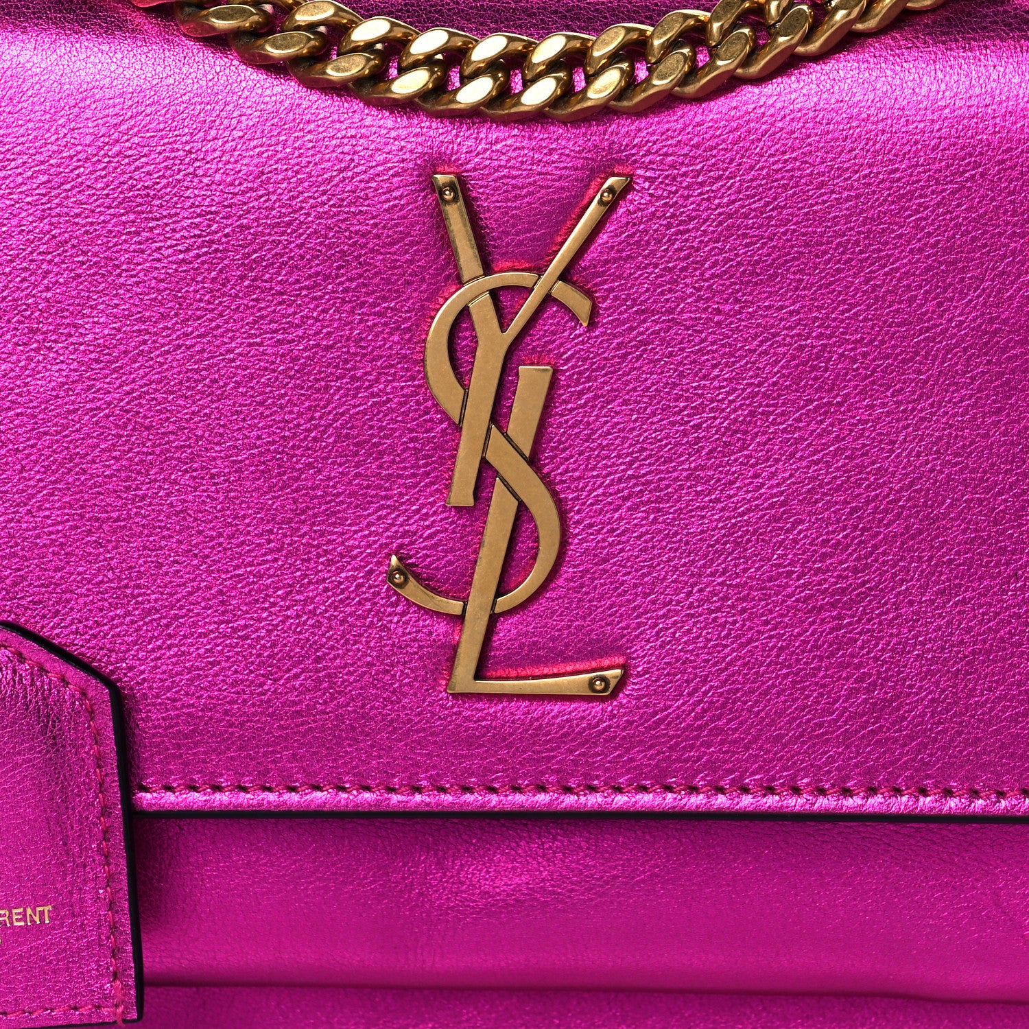 Saint Laurent Metallic Calfskin Small Monogram Sunset Fuchsia 6 of 8