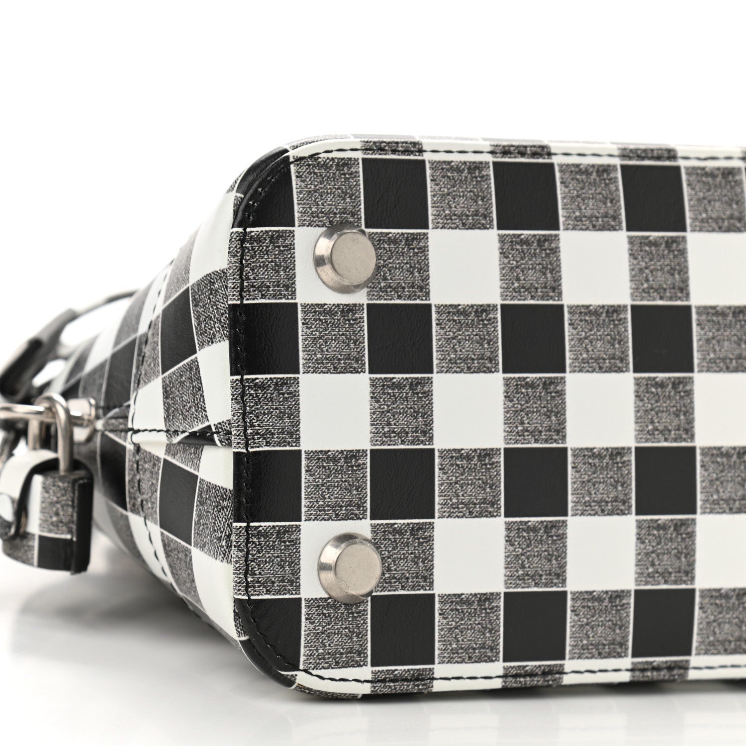 Balenciaga Calfskin Checked S Ville Top Handle Bag Black 7 of 8