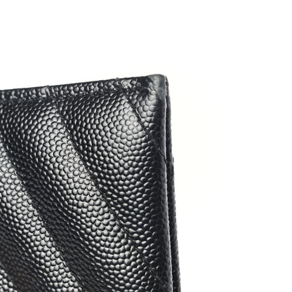 Saint Laurent Grain De Poudre Chevron Monogram Bill Pouch Black 10 of 10
