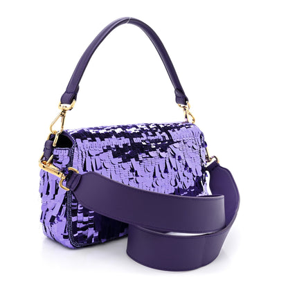 Fendi Sequin Paillettes Shiny Nappa Sex and the City Baguette Viola Purple Rain 3 of 10