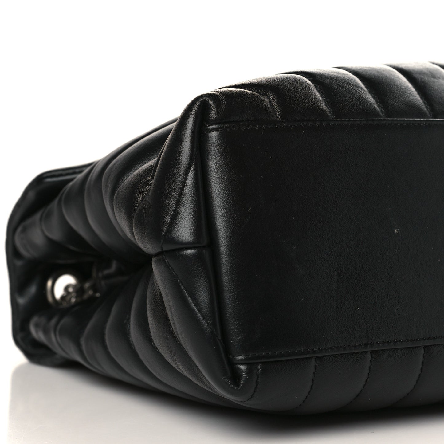 Calfskin Y Quilted Monogram Medium Loulou Chain Satchel Black