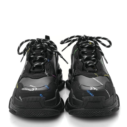 Balenciaga Technical Fabric Allover Logo Womens Triple S Sneakers 37 Black Multicolor 2 of 8