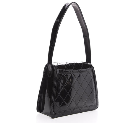 Chanel Patent Quilted CC Shoulder Bag Black 2 of 15