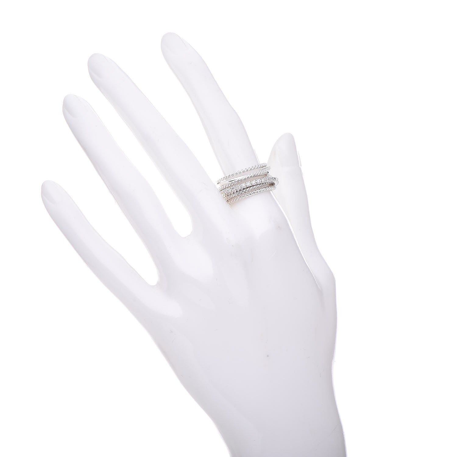 David Yurman Sterling Silver Diamond 11mm Wide Crossover Cable Ring 52 6 2 of 5