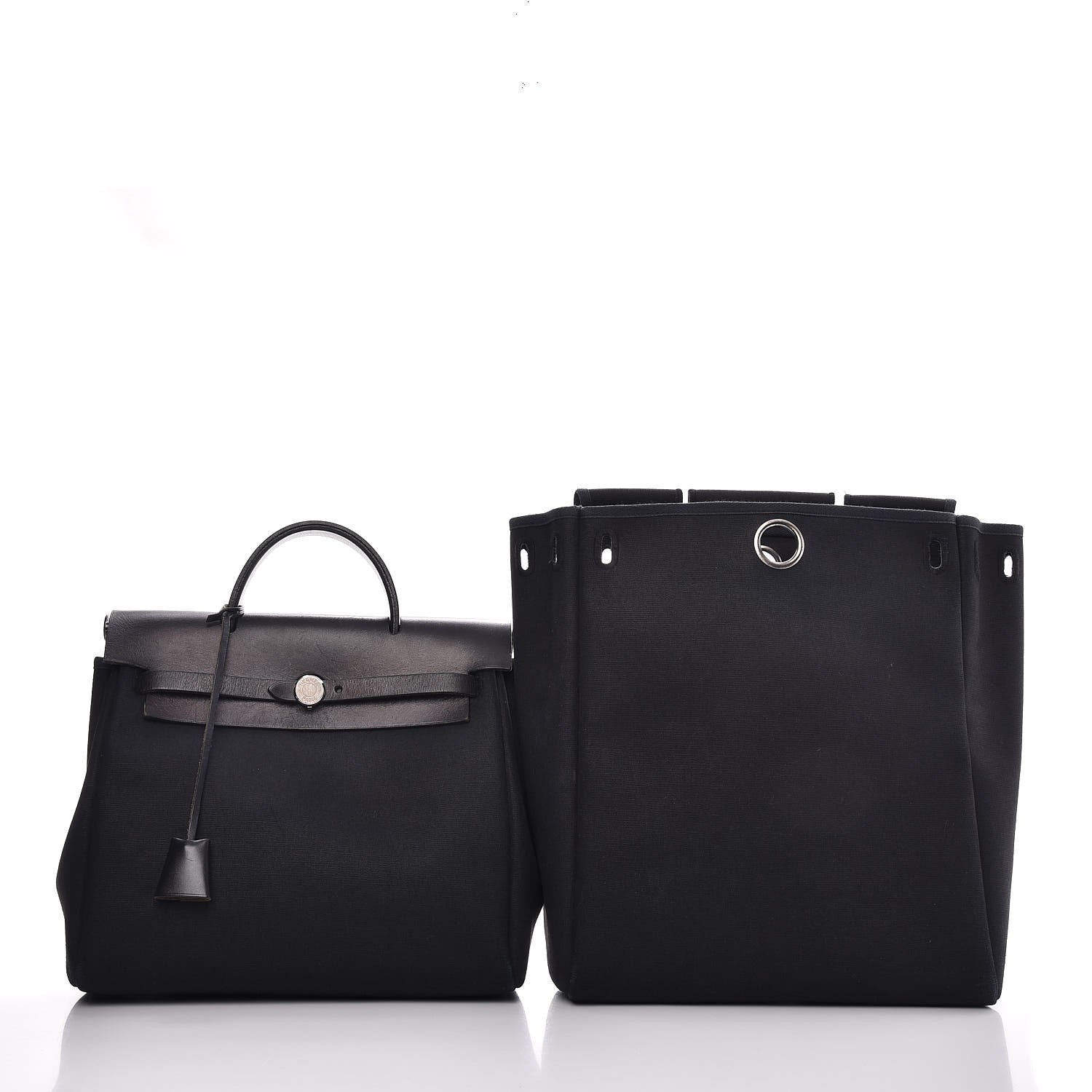 Hermes Toile Vache Calfskin Herbag 30 PM Backpack Black 12 of 13